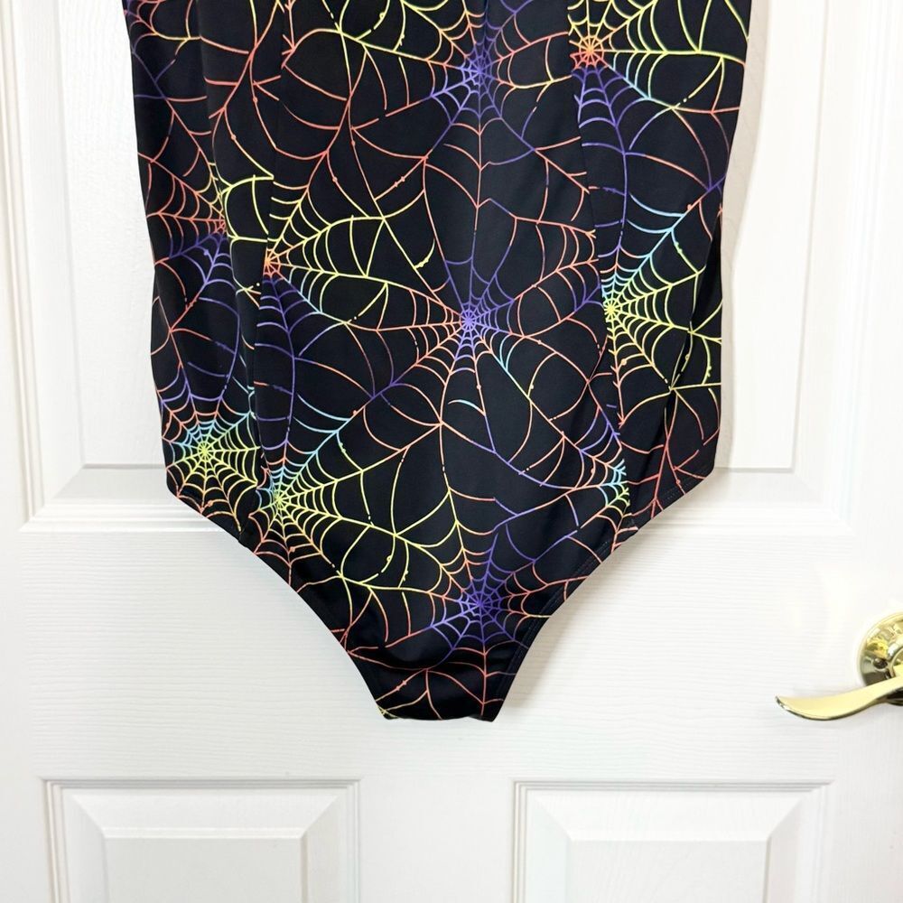 Torrid Rainbow Web Print Mesh High Neck One Piece Swimsuit Size 3X - Picture 3 of 11
